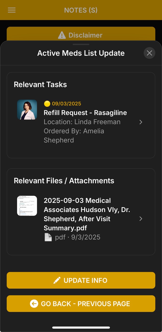 Notes Detail Page (Active Meds List Update v3)